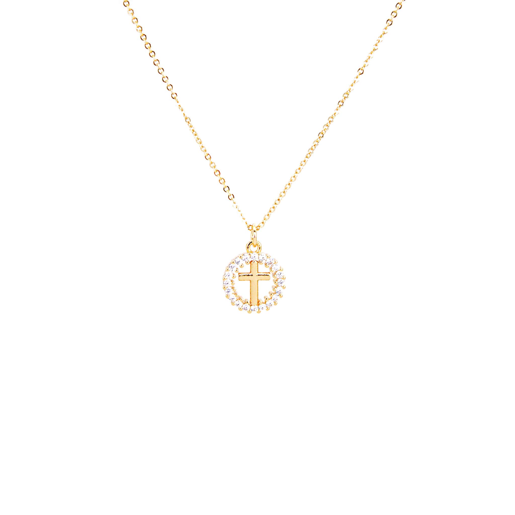 Collar Baño de Oro Cruz Coronada Circones